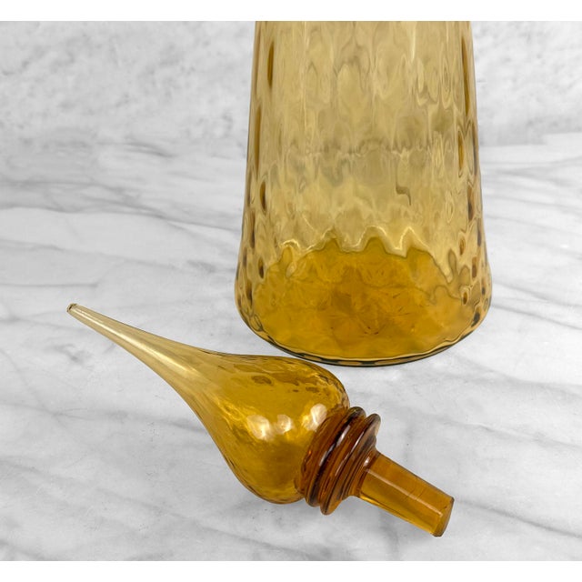 Mid-Century 24" Italian Empoli Amber Optic Art Glass Genie Bottle For Sale - Image 6 of 8
