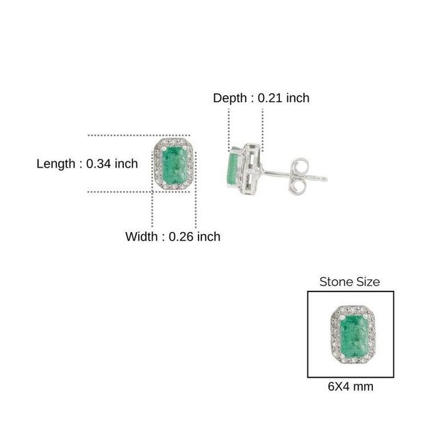 1.13 Carat Octagon Cut Emerald & Halo Diamond Stud Earrings- 2 Pieces For Sale - Image 9 of 11