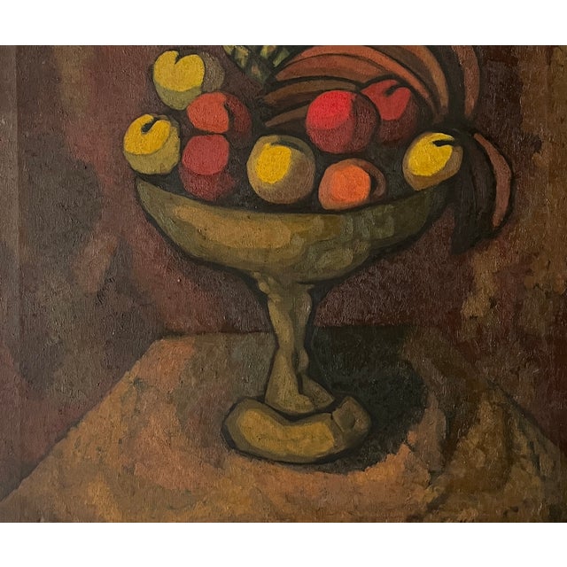 1960s Mexican Modernist Bodegon Fruitas Still Life Oil Signed, Circa 1960s, Framed For Sale - Image 5 of 12