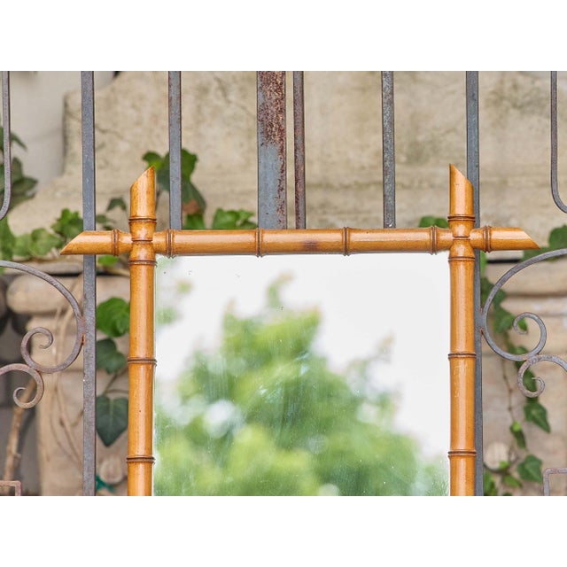 Early 20th Century French Turned Faux Bamboo Wall Mirror With Finial Corners, Circa 1900 For Sale - Image 5 of 9