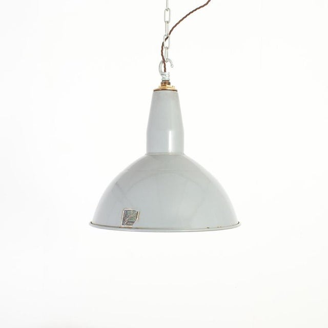 Industrial Grey Dome Pendant Light from Benjamin, 1950s For Sale - Image 6 of 7