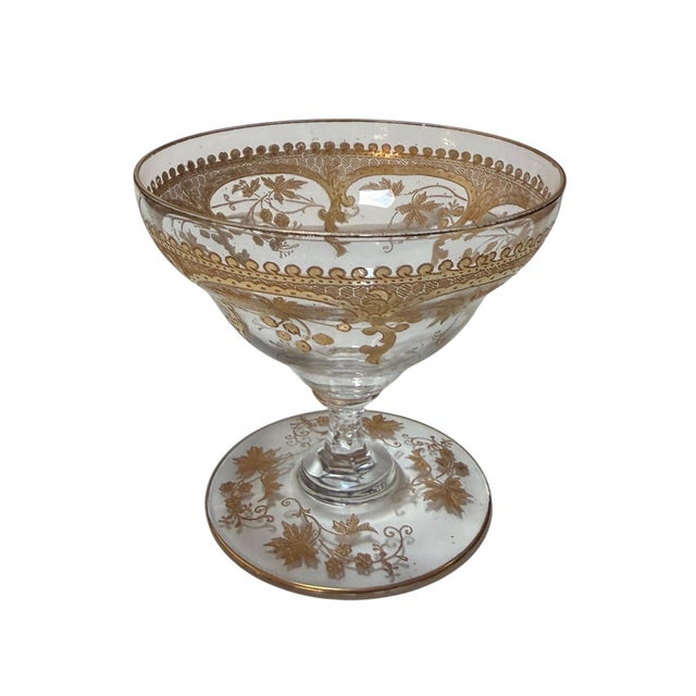 19th Century Set of 6 Antique St. Louis Gold Encrusted Crystal Dessert Compotes For Sale - Image 5 of 6