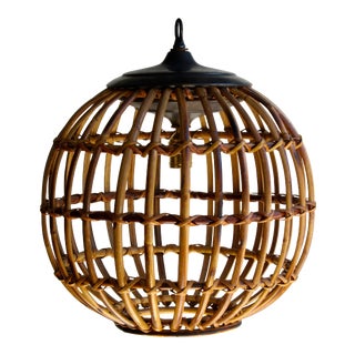 Bent Bamboo Cage Pendant Light For Sale