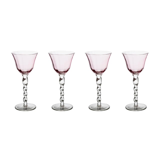 Adriana Wine Glasses, Pink - Set of 4 For Sale - Image 4 of 4