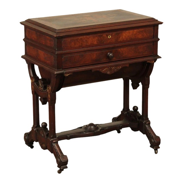 Antique Victorian George Hess Inlaid Walnut Sewing Stand or Dressing Table For Sale
