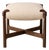 Handmade Black Walnut Footstool — Foot Rest Ottoman With Bouclé Cushion & Leather Straps For Sale