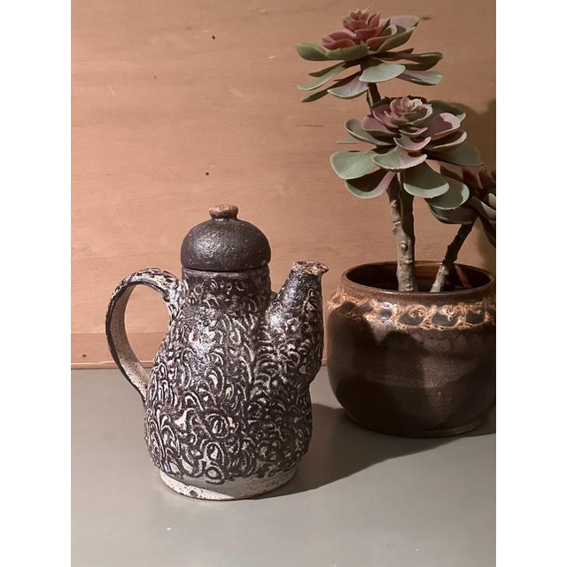Rustic Studio Ceramic Coffee Pot by Helma Klett, Fredelsloh, Germany, 1970s For Sale - Image 14 of 15