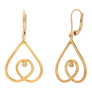 Open Heart Diamond 0.10 Carat 14 Karat Yellow Gold 0.90 Inch Drop Earrings - 2 Pieces