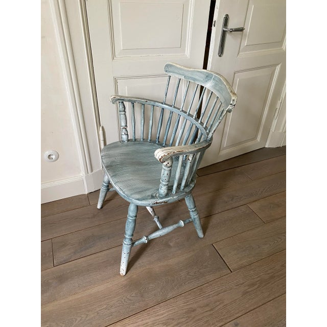 Blue Armchair, Denmark, 1920s For Sale - Image 6 of 10