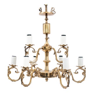 Brass Chandelier, Poland, 1950s For Sale