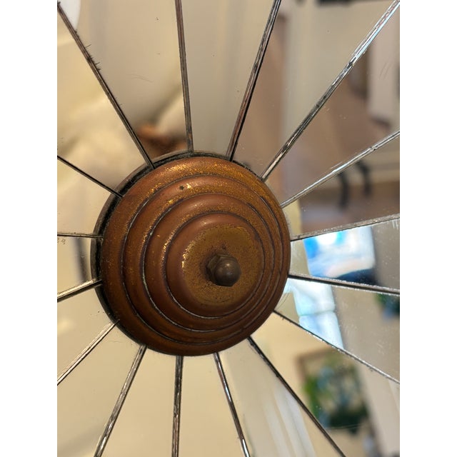 Copper Antique Large Scale French Concave Mirrored Reflector Sconces - A Pair For Sale - Image 8 of 18