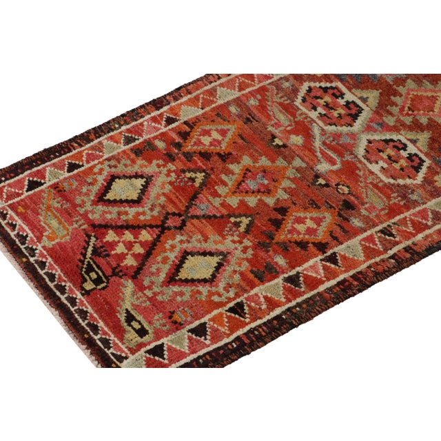 Rug & Kilim 1950s Vintage Tribal Runner in Orange, Red, Multihued Tribal Motifs For Sale - Image 4 of 7