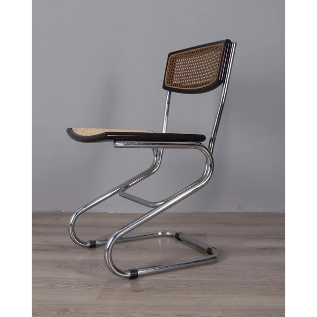 Vintage Italian Chrome Metal and Vienna Straw Chairs, 1960s, Set of 4 For Sale - Image 4 of 11