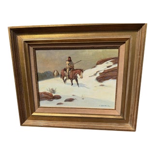 Late 20th Century Shep Chadhorn Original Western Oil Painting “Lone Hunter”, Signed by the Artist For Sale
