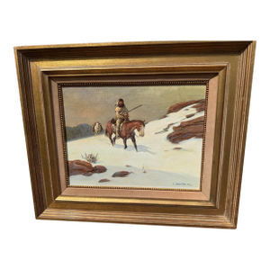 Late 20th Century Shep Chadhorn Original Western Oil Painting “Lone Hunter”, Signed by the Artist