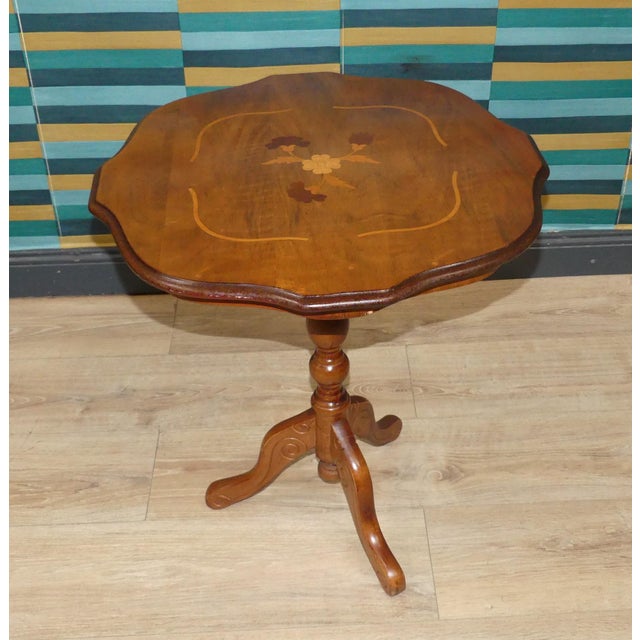 Brown Chippendale Side Table with Inlays, 1970s For Sale - Image 8 of 8
