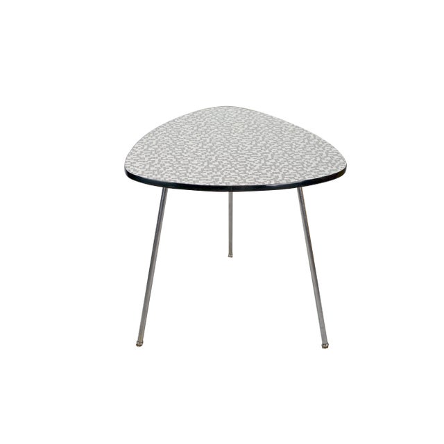 Kidney Coffee Table with Resopal Surface and Mosaic Optics on Metal Legs For Sale