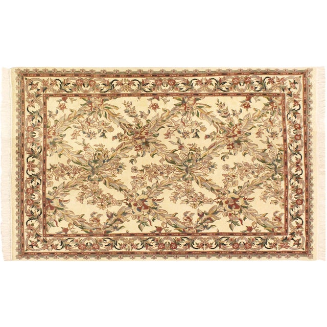 Pink Shabby Chic Basan Pak-Persian Beige/Gray Wool Rug - 4'0'' X 6'2'' For Sale - Image 8 of 9