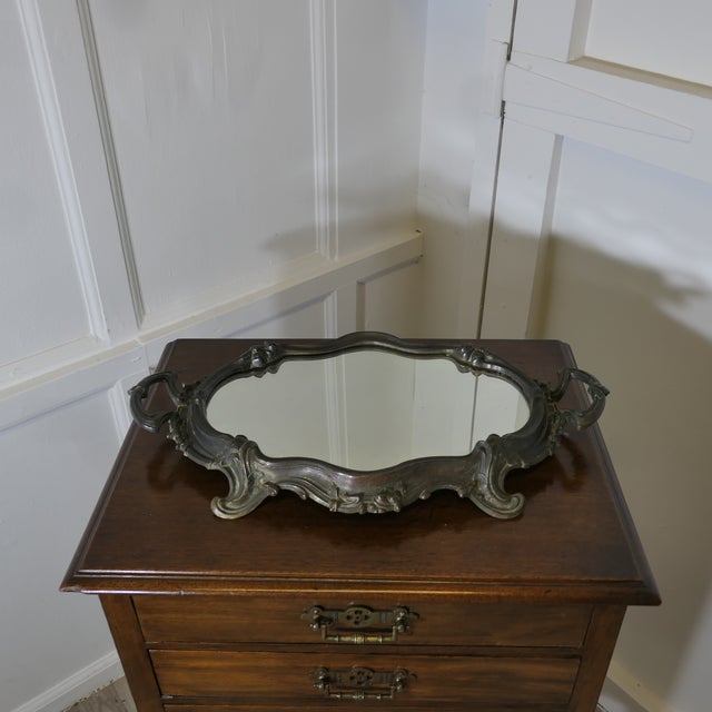 Rococo Style Silver-Plated Sideboard Mirror Tray For Sale - Image 7 of 10