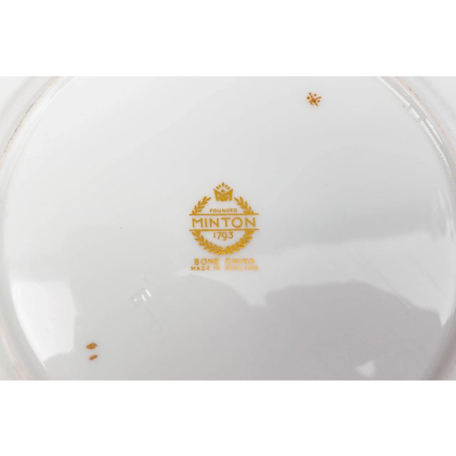 Ceramic Late 20th Century Minton England S600 Gold Laurel Leaves Light Blue Bread & Butter Plates- Set of 6 For Sale - Image 7 of 7