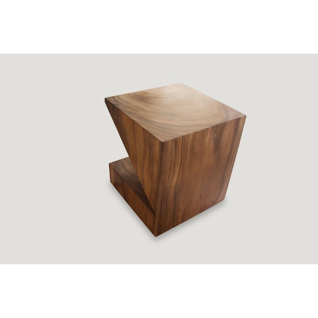 Andrianna Shamaris Wooden Origami Suar Wood Side Table For Sale In New York - Image 6 of 6