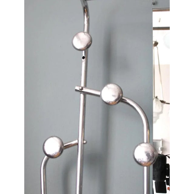 Metal French Art Deco Polished Aluminum Coat Stand, 1940s For Sale - Image 7 of 10