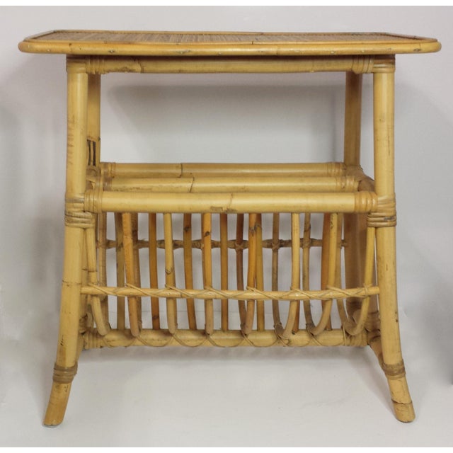Vintage Mid Century Bamboo Rattan Magazine Rack Side Table Chairish