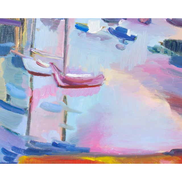 1994 “Blue Harbor” Oil on Canvas Painting By For Sale - Image 9 of 9