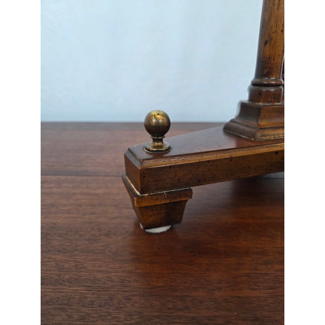 Brass 1960s Hollywood Regency Walnut Burl & Brass Lane Accent Table/Plant Pedestal Stand For Sale - Image 8 of 10