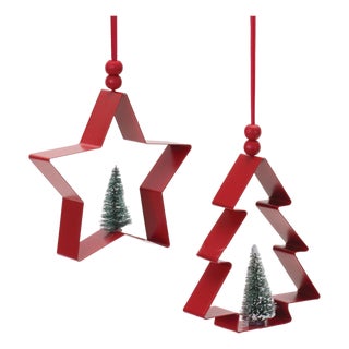 Star and Pine Tree Cookie Cutter Ornament (Set of 6) For Sale