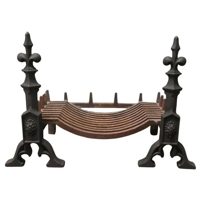 Metal Large Hand-Forged Iron Andirons, 19th Century For Sale - Image 7 of 7