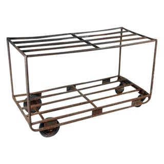Vintage European Industrial Rolling Cart For Sale