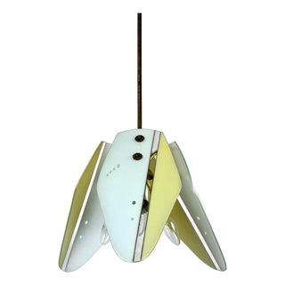 Mid-Century Italian Pendant Light in Brass and Glass, 1950s For Sale