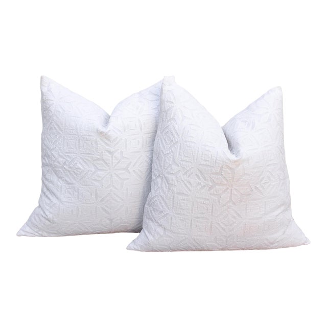 Lattice Flower, Pair of Appliqué Pillow Covers For Sale