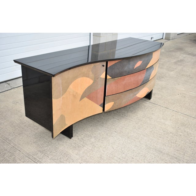 Fantastic rare colorful credenza made in Italy by Carlo Malnati. Has 3 drawers that slide as they should with 1 door that...