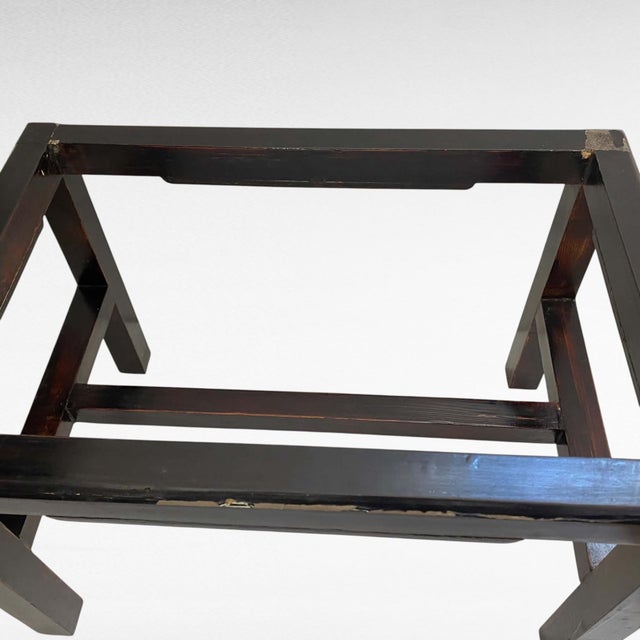 Mid-20th Century Chinese Black Lacquer 3-Drawer Cabinet on Stand With Incised Detail For Sale - Image 17 of 17
