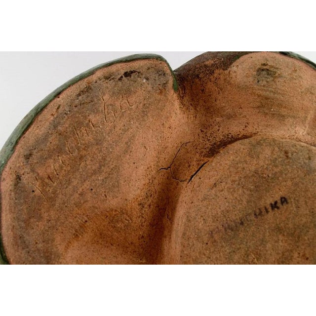 Forest Green French Organically Shaped Vase in Glazed Stoneware, 1980s For Sale - Image 8 of 9