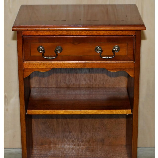 Yew Wood Book Table with Single Drawer and Bookshelves For Sale - Image 3 of 15
