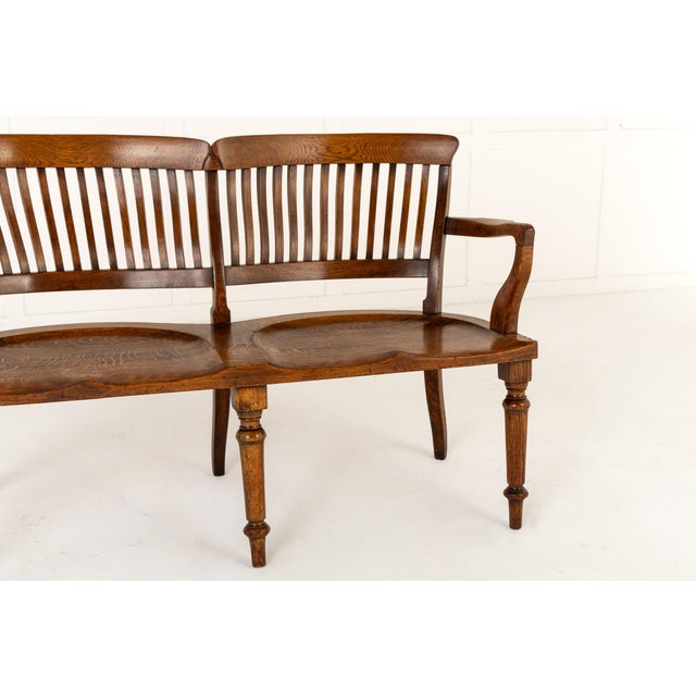 19th Century English Oak Double Chair-Back Settee For Sale - Image 4 of 9