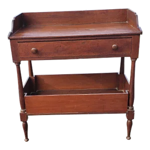 19th Century Walnut Tiered Washstand or Work Table With Drawer and Open Storage