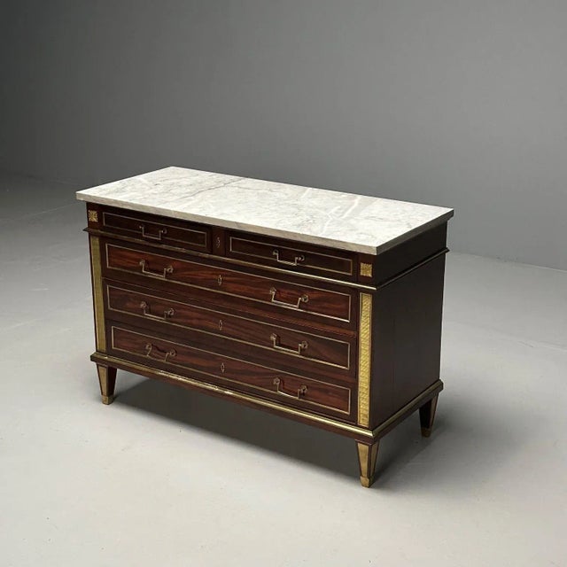 19th Century Russian Neoclassical, Louis Xvi, Commode, Mahogany, Bronze, Marble, France, 19th C For Sale - Image 5 of 10