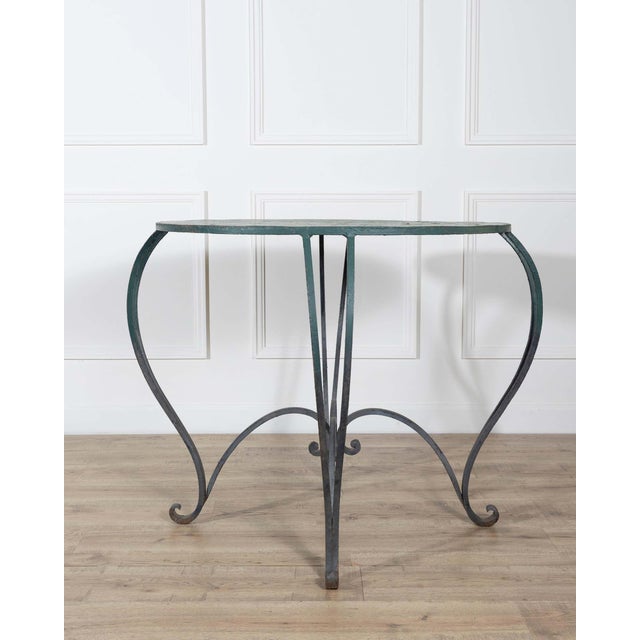 Traditional Pair of Late 19th / Early 20th-Century Lacquered Iron Round Tables For Sale - Image 3 of 11