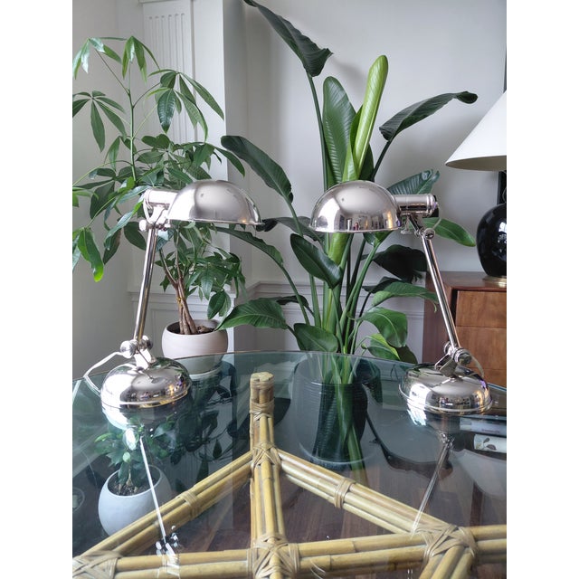 Late 20th Century Ralph Lauren Home Polished Chrome Articulated Desk Lamps - a Pair For Sale - Image 9 of 10