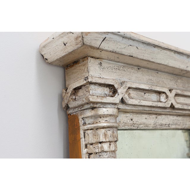 Neoclassical Silver Leaf Pier Mirror with Ringed Columns and Cornice, Italy, 1850 For Sale - Image 11 of 12