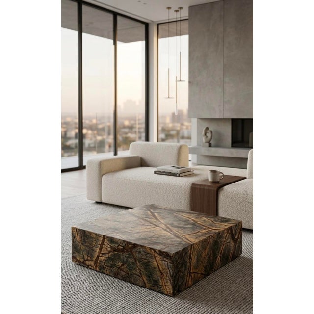 Marble Coffee Table in Marmo Forest Brown by Andrea Grasso For Sale - Image 4 of 7