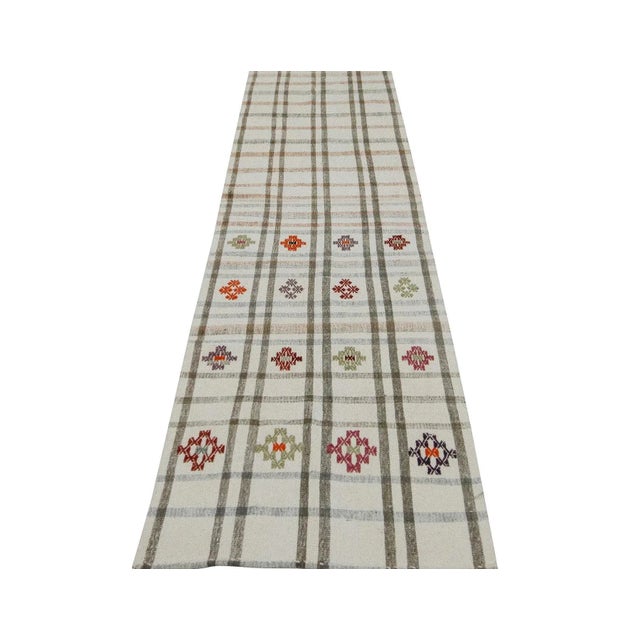 Cotton Vintage handwoven kilim rug from Adana region of Turkey. Approximately 50-60 years old. In very good condition.