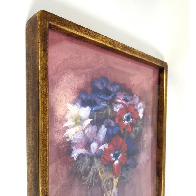 Mid 20th Century Vintage Floral Still Life Watercolor Painting For Sale - Image 5 of 7
