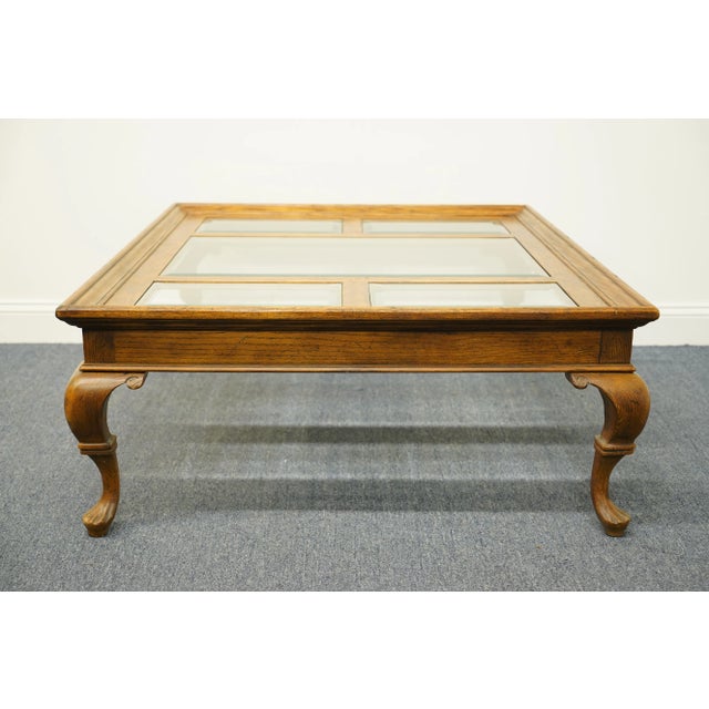 Wood Drexel Furniture Chatham Oak Collection Country French 50x40" Accent Coffee Table W. Glass Top 196-109-3 For Sale - Image 7 of 11