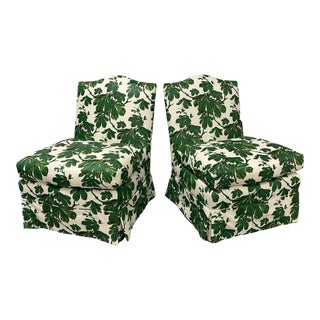 Rose Cumming Chintz Upholstered Pair Slipper Chairs For Sale