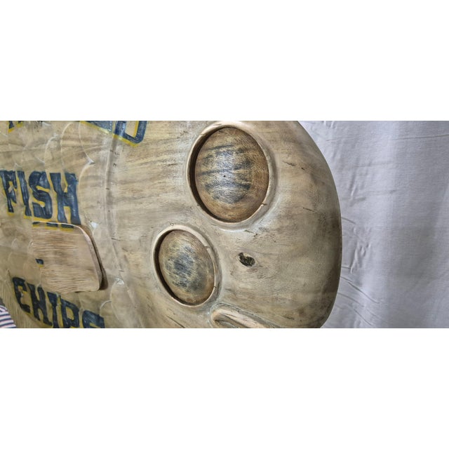 Carved Flounder Trade Sign "Fish & Chips" For Sale - Image 4 of 12